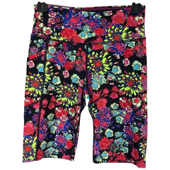 Calvin Klein Pants - SMALL - CALVIN KLEIN - Floral Bike Shorts 9" Inseam with Pockets Compression NEW